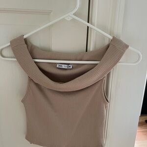 Zara Beige Ribbed Tank Top